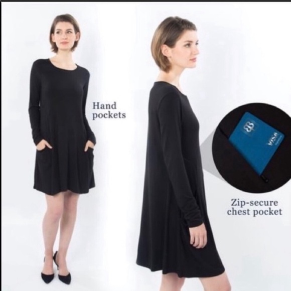 NWT Betabrand Dress Travel Black Modal Silk Jersey size LARGE - Picture 3 of 9